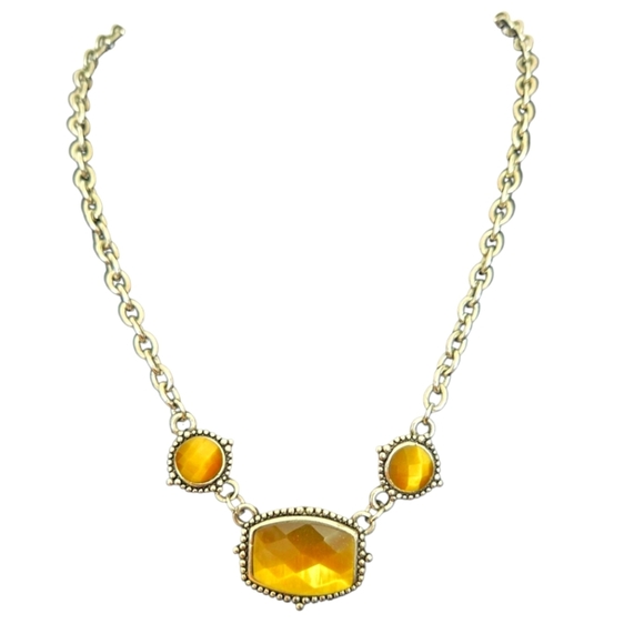 Charming Charlie Jewelry - Charming Charlie Gold and Orange Necklace with Elegant Gemstones